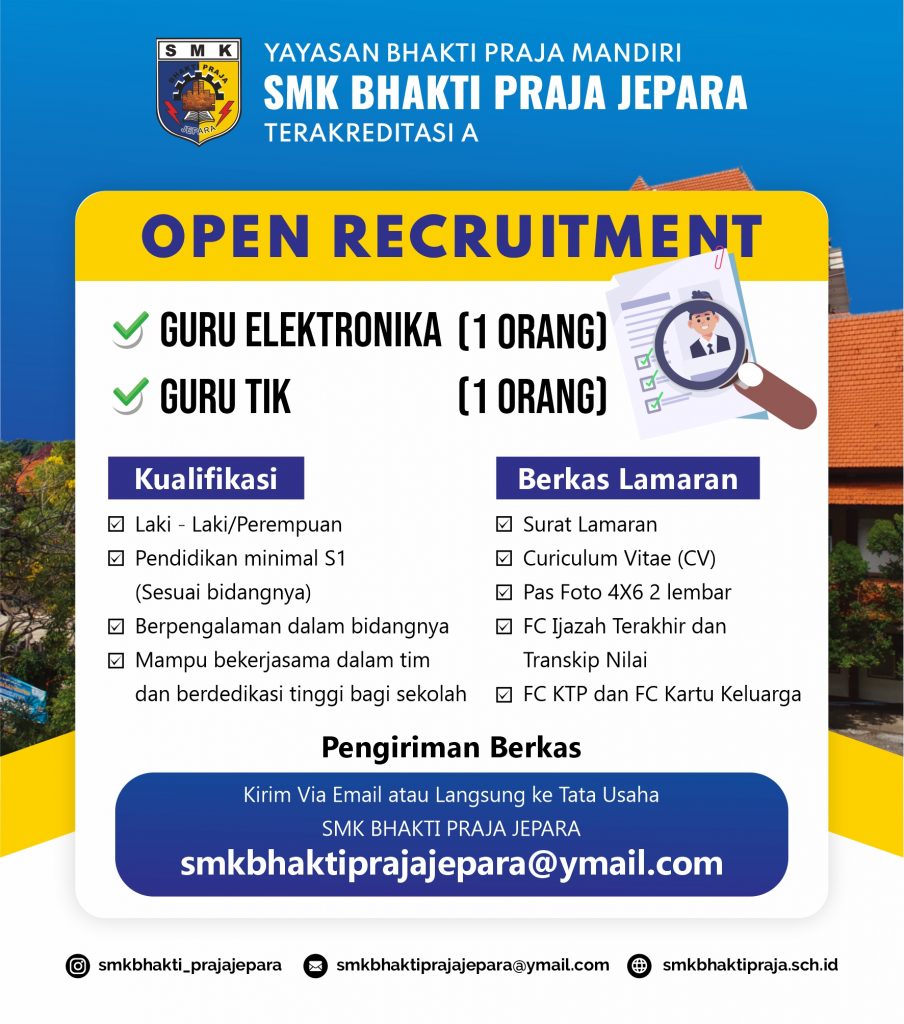 Lowongan Guru SMK BHAKTI PRAJA JEPARA